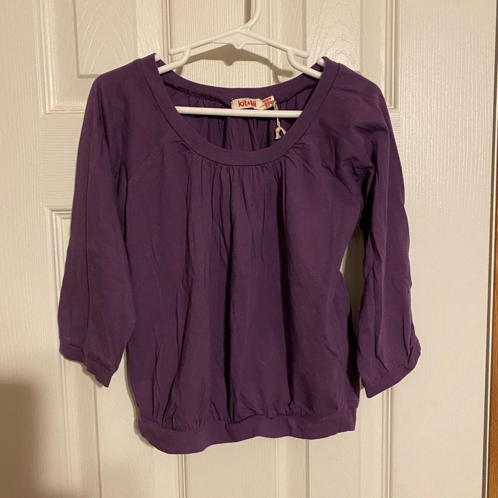 Girls Long Sleeve Plum Dress Shirt